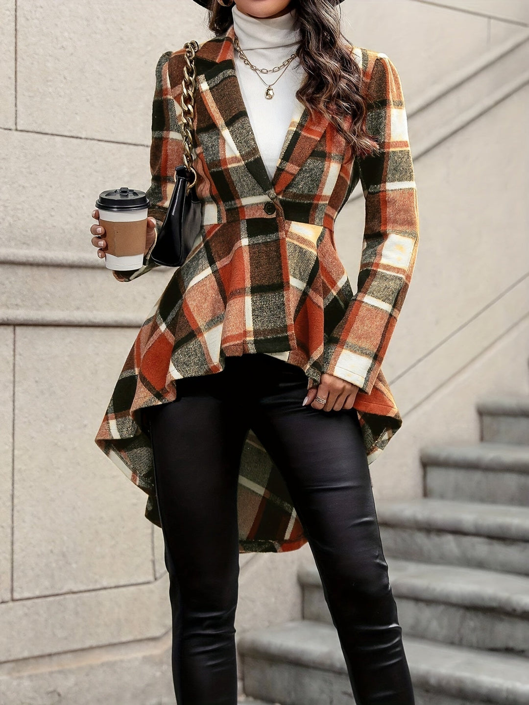 Nessa | Women's Structured Draped Plaid Jacket