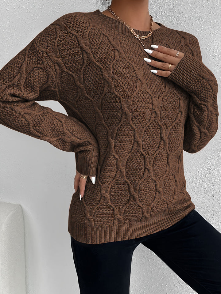 Women's Cosy Crew Neck Cable Aran Jumper 4