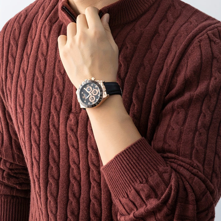 Men's Fleece Lined Quarter Zip Aran Jumper 14