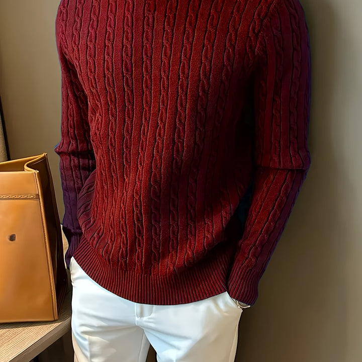 Men's Crew Neck Twisted Cable Aran Jumper 14