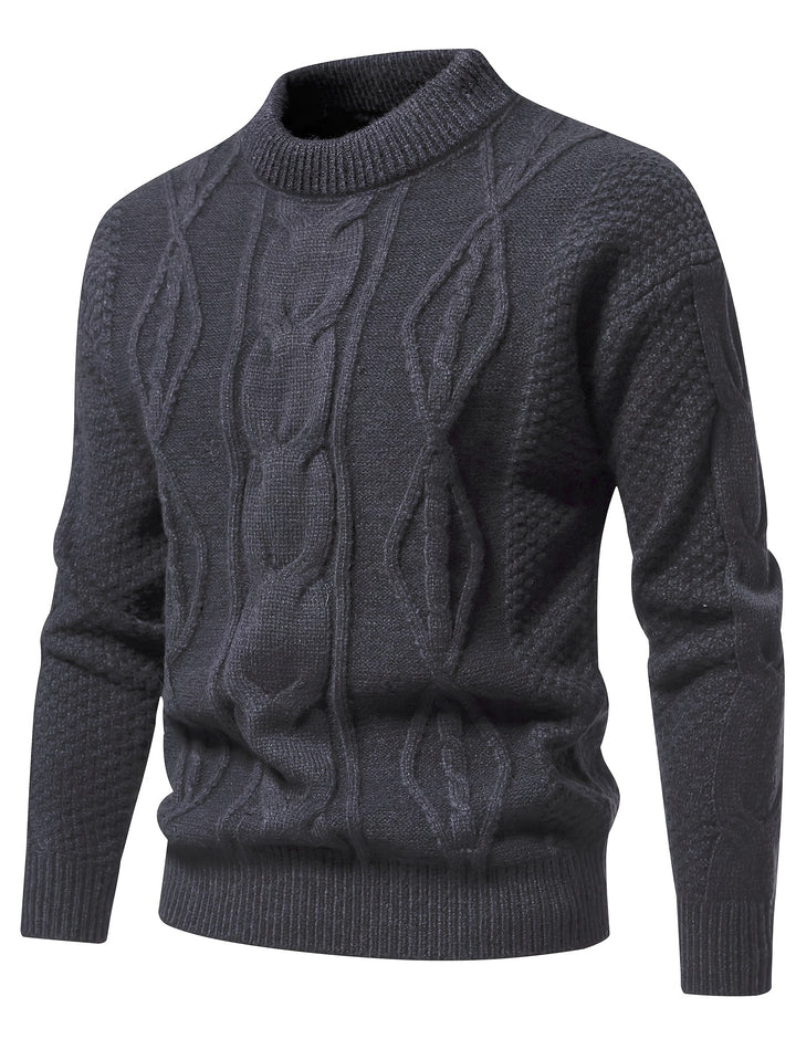 Men's Crew Neck Honeycomb Cable Aran Jumper 2