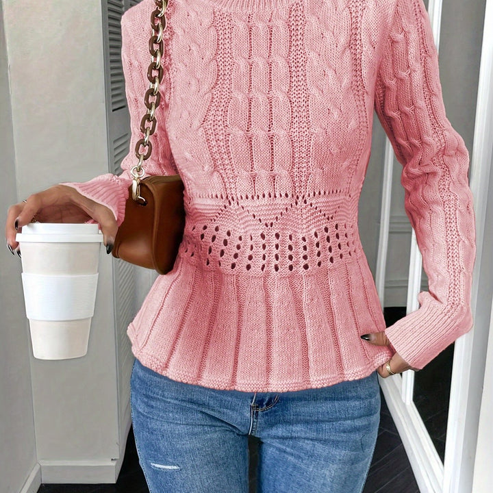 Women's Cable Knit Peplum Aran Jumper 13