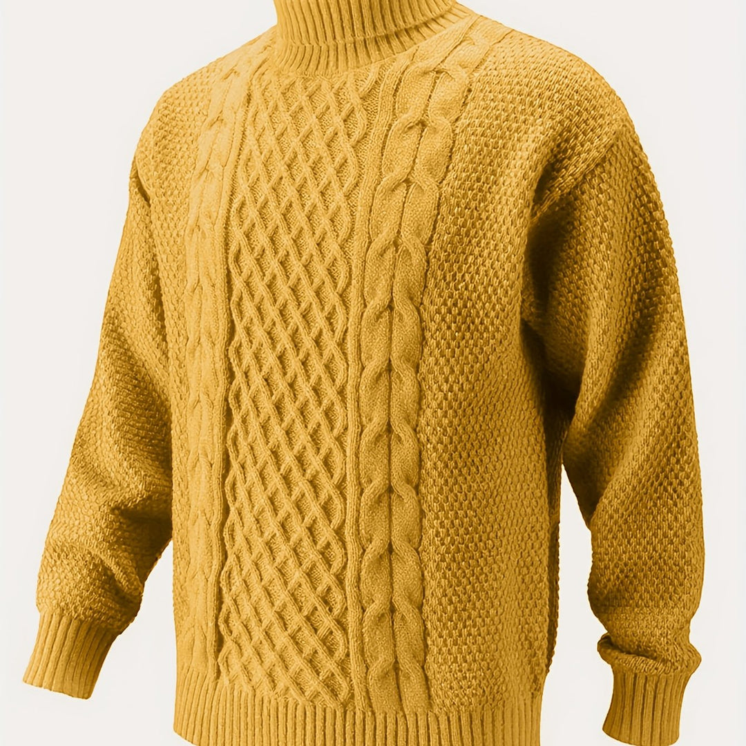 Men's Turtleneck Cable Knit Aran Jumper 18