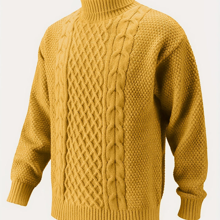 Men's Turtleneck Cable Knit Aran Jumper 18