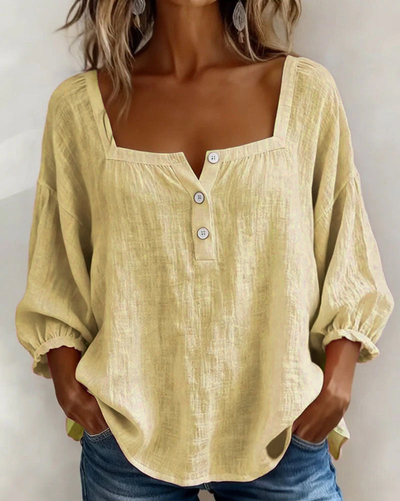 Orlinda | Puff Sleeve Blouse with Square Neckline