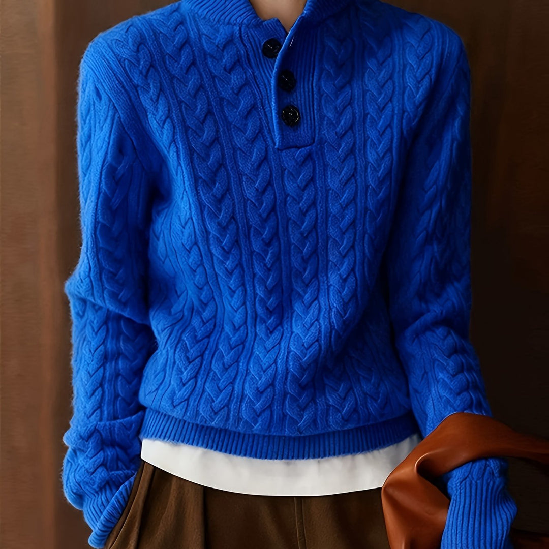 Women's Cable Knit Collared Aran Jumper 11
