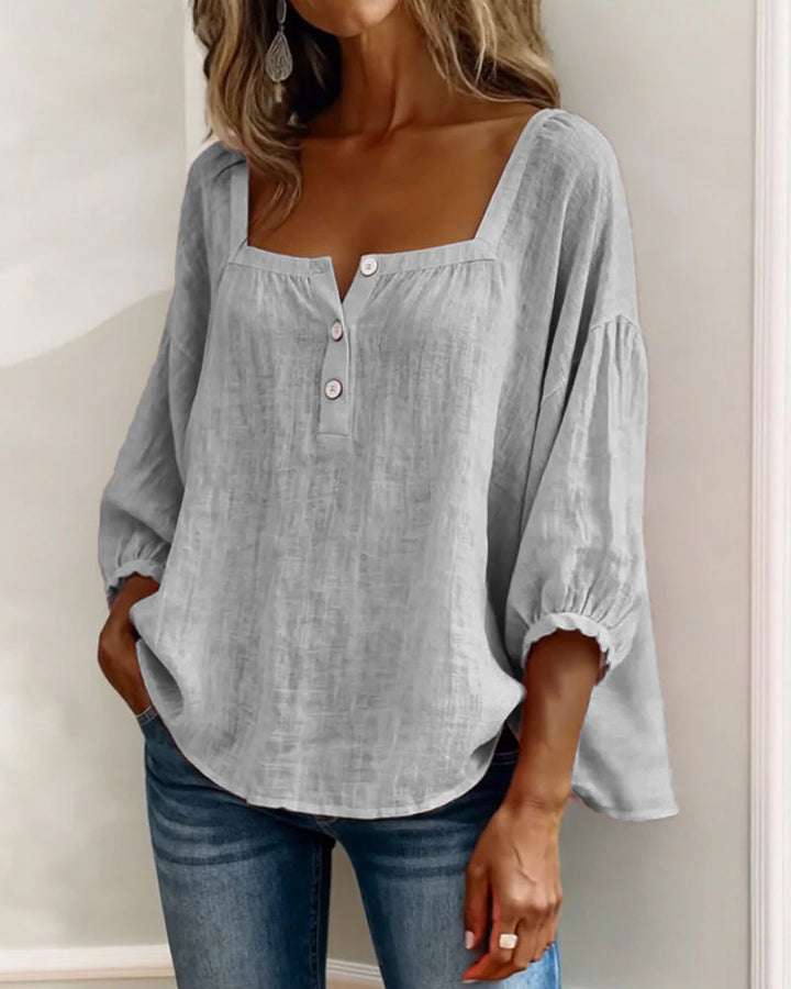 Orlinda | Puff Sleeve Blouse with Square Neckline