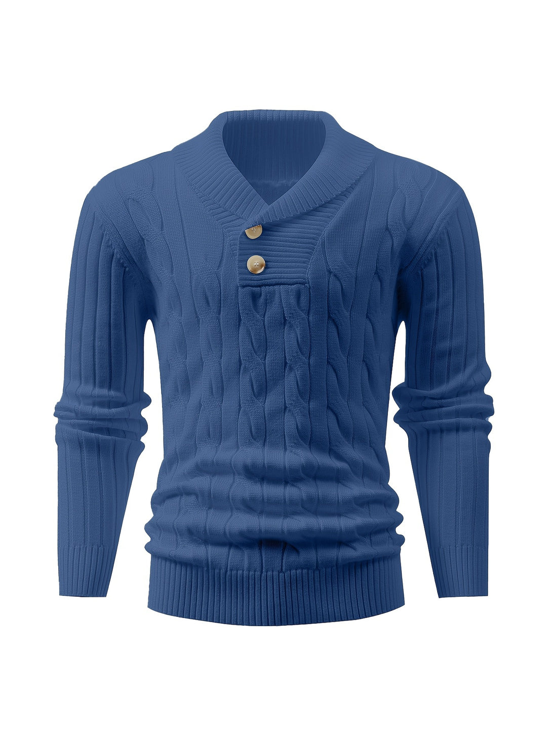 Men's Shawl Collar Ribbed Knit Aran Jumper 1