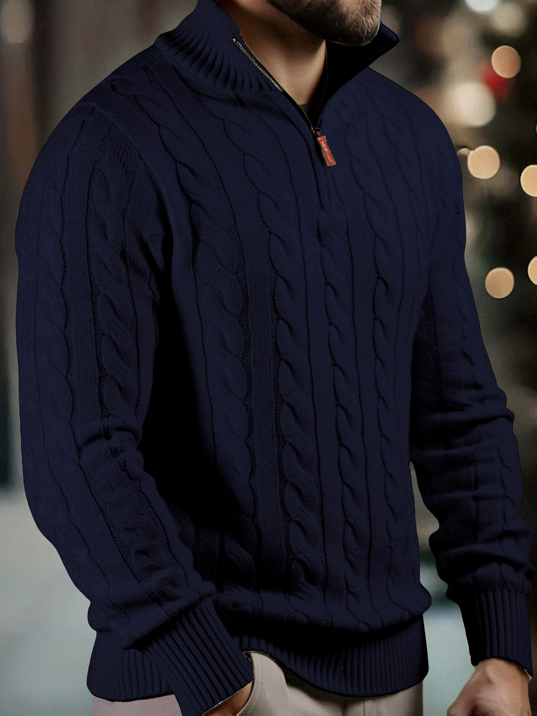 Men's Half Zip Cable Knit Aran Jumper 3