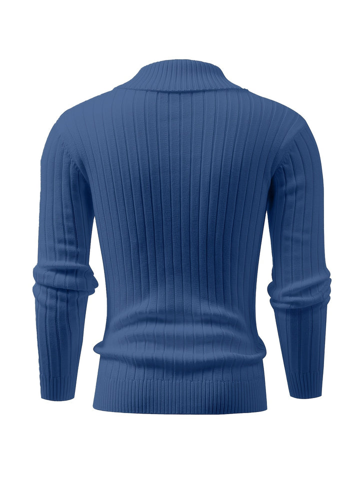 Men's Shawl Collar Ribbed Knit Aran Jumper 7
