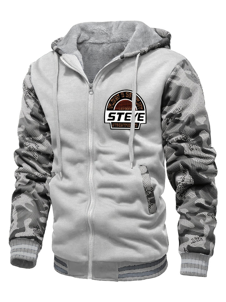 Men's Sherpa Lined Colour Block Zip Up Hoodie Jacket 8