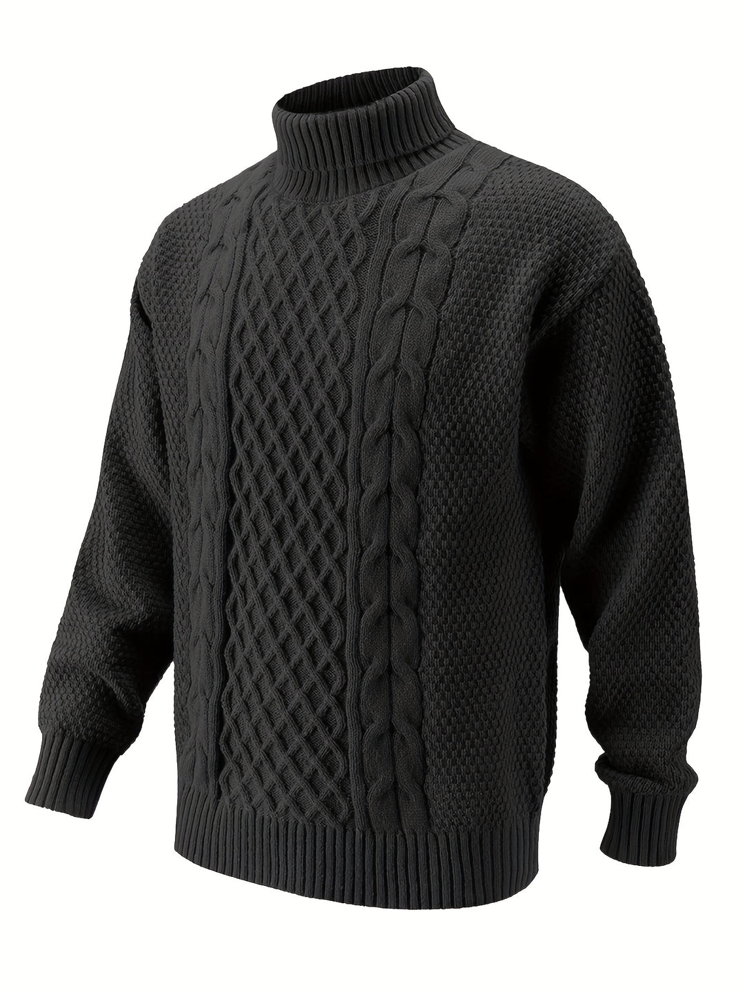 Men's Turtleneck Cable Knit Aran Jumper 5