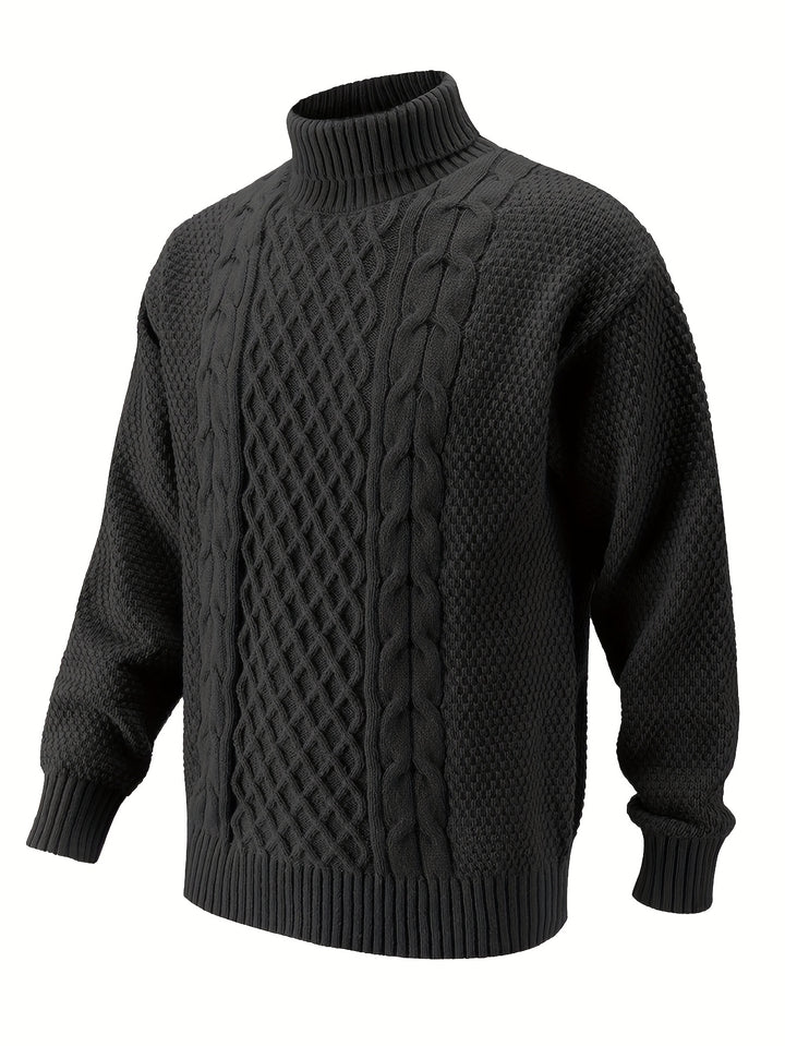 Men's Turtleneck Cable Knit Aran Jumper 5