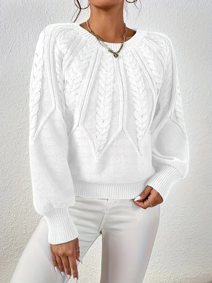 Women's Balloon Sleeve Cable Knit Aran Jumper 7