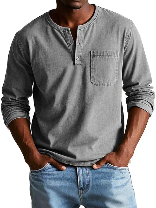 Áedán | Long-Sleeve Henley Shirt with Chest Pocket