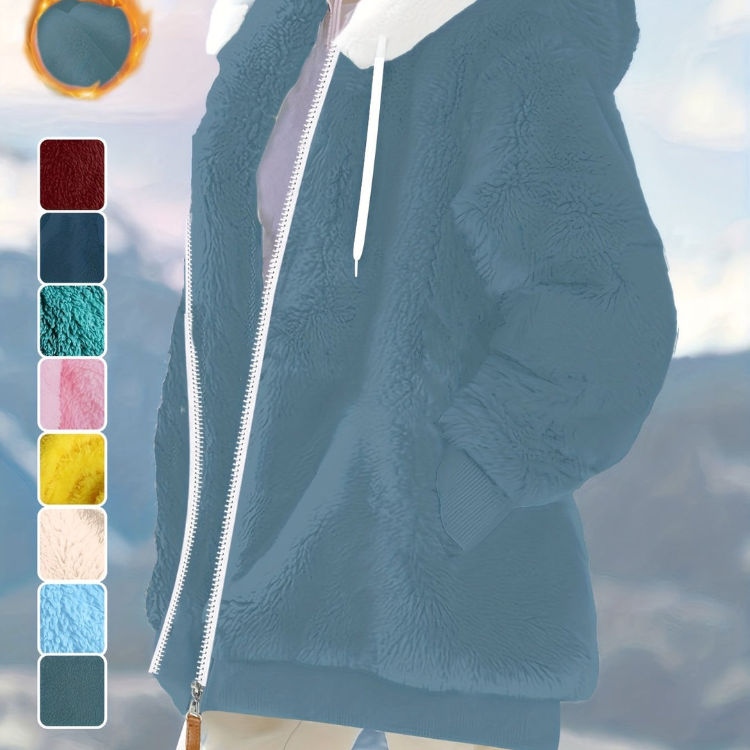 Women's Plus Size Oversized Sherpa Fleece Zip Up Hoodie Jacket 18