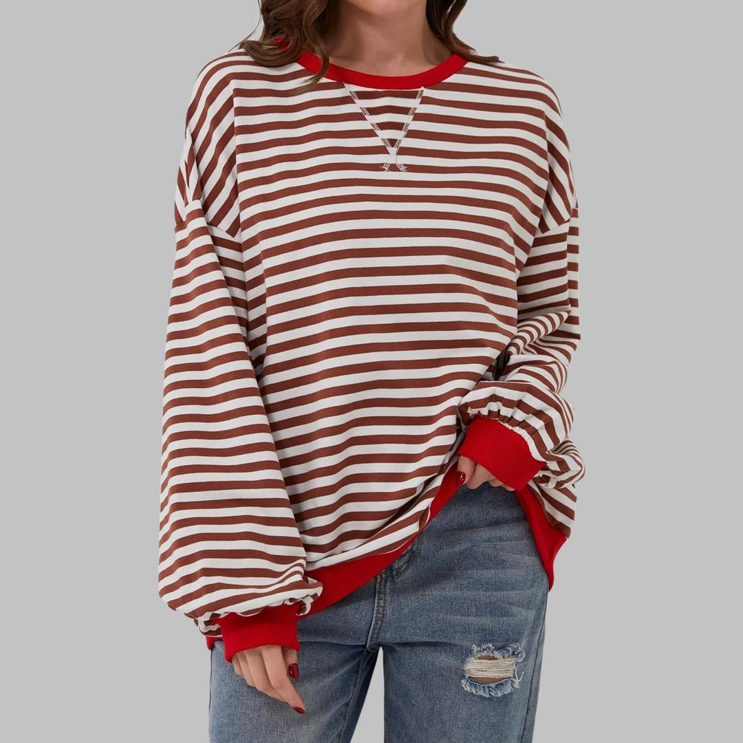 Women's Oversized Striped Sweatshirt