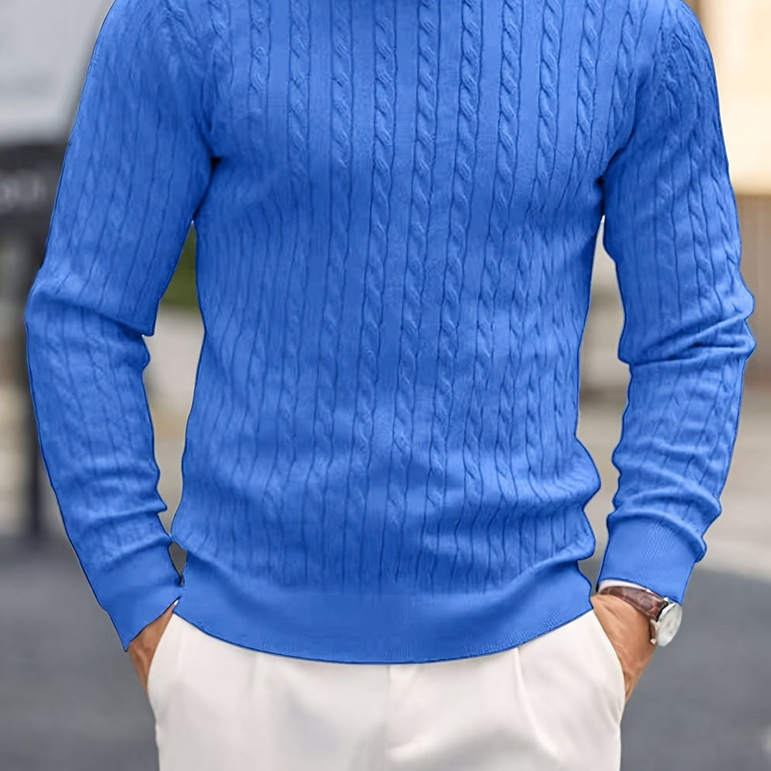Men's Crew Neck Cable Knit Aran Jumper 16