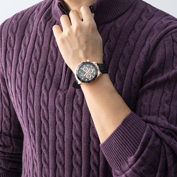 Men's Fleece Lined Quarter Zip Aran Jumper 17