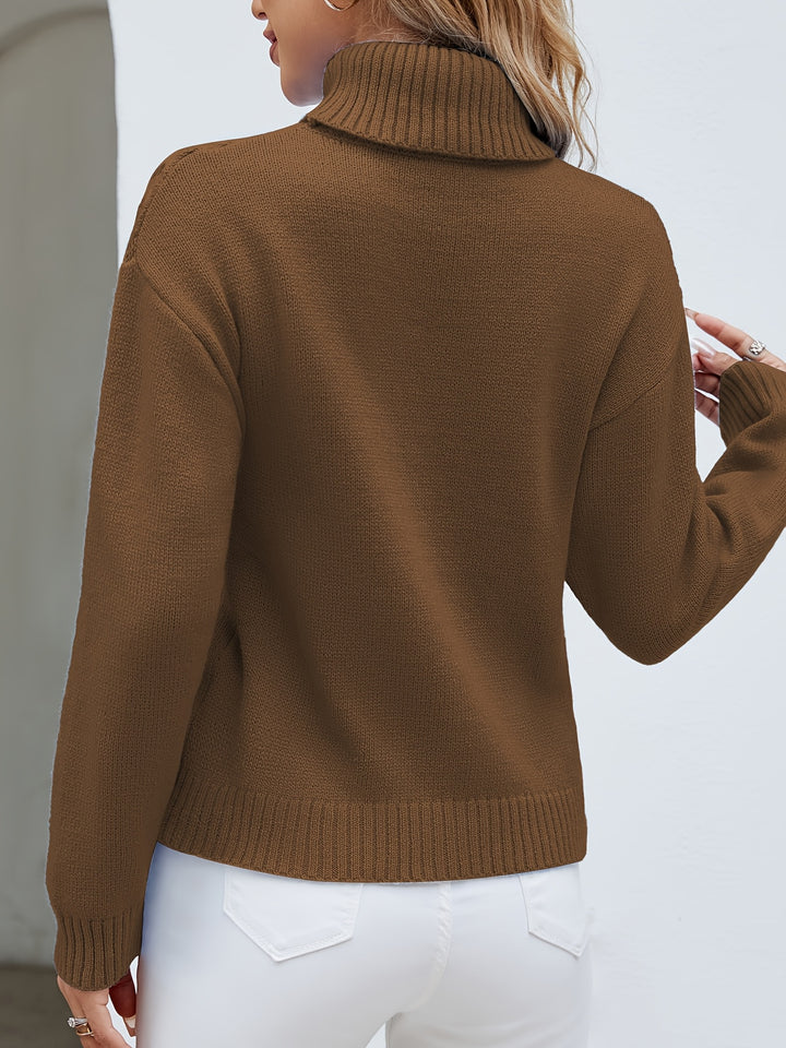 Women's Fitted Turtleneck Cable Aran Jumper 6