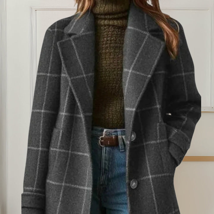 Aoibhinn | Women's Long Woolen Tweed Plaid Coat