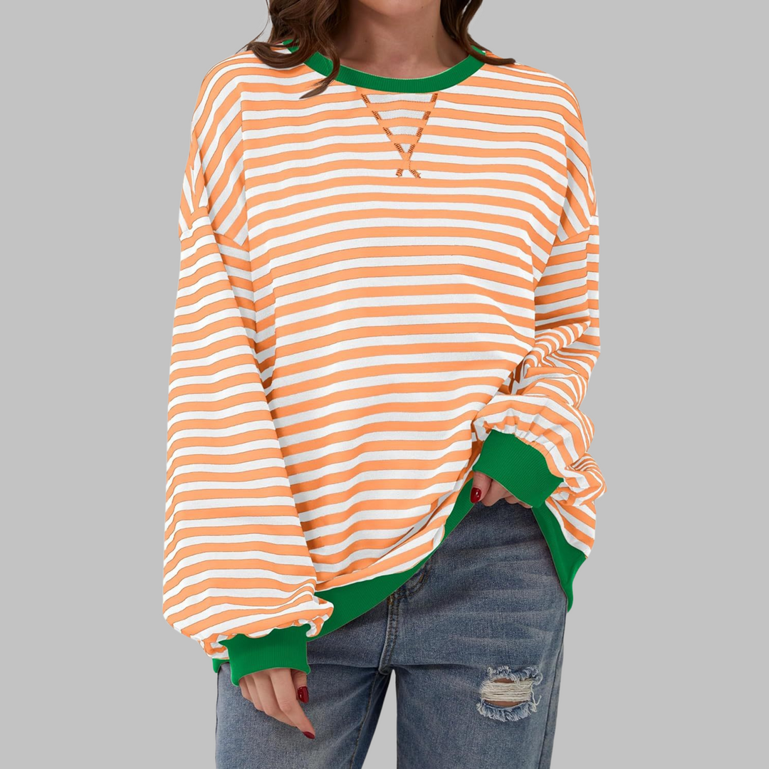 Women's Oversized Striped Sweatshirt