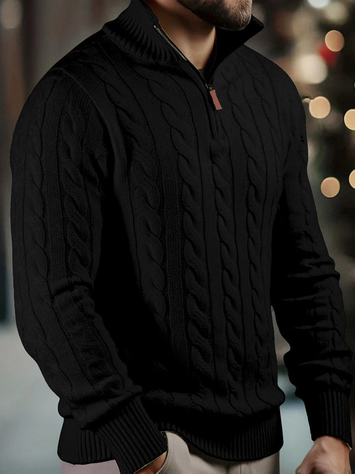 Men's Half Zip Cable Knit Aran Jumper 2