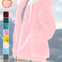 Ciannait | Women's Plus Size Oversized Sherpa Fleece Zip Up Hoodie Jacket