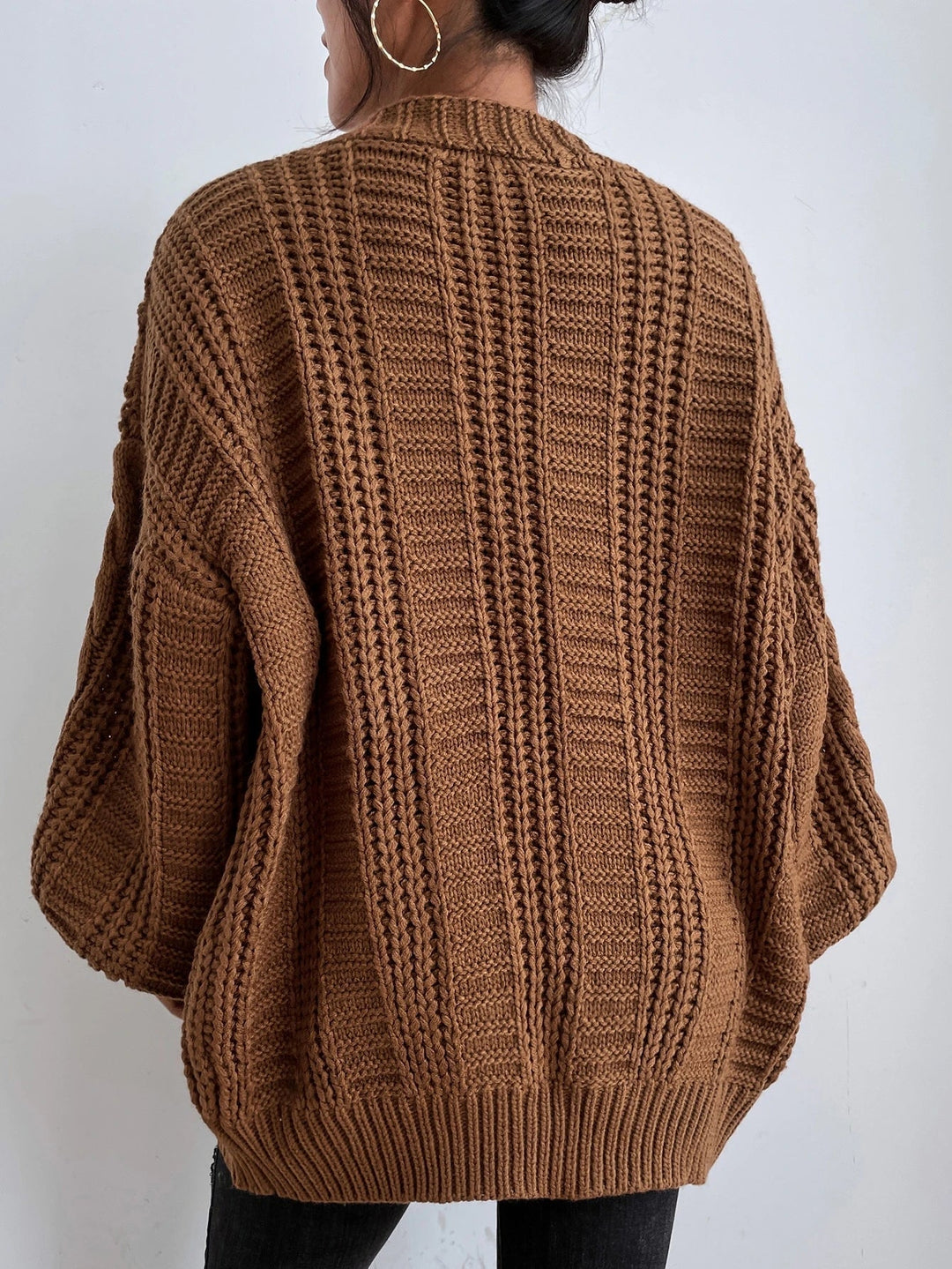 Women's Chunky Cable Knit Oversized Aran Cardigan 2