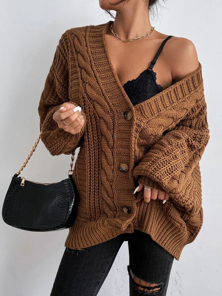 Women's Chunky Cable Knit Oversized Aran Cardigan 4