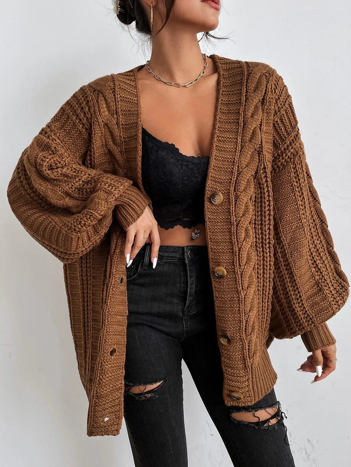 Women's Chunky Cable Knit Oversized Aran Cardigan 1