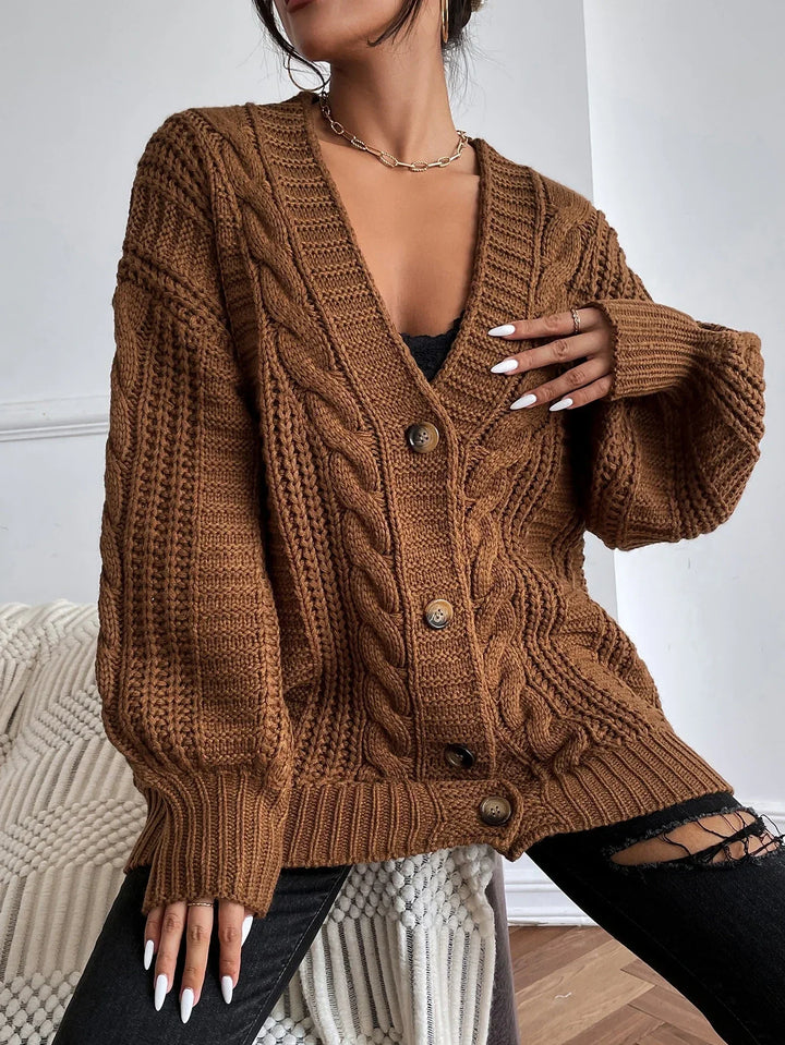 Women's Chunky Cable Knit Oversized Aran Cardigan 6