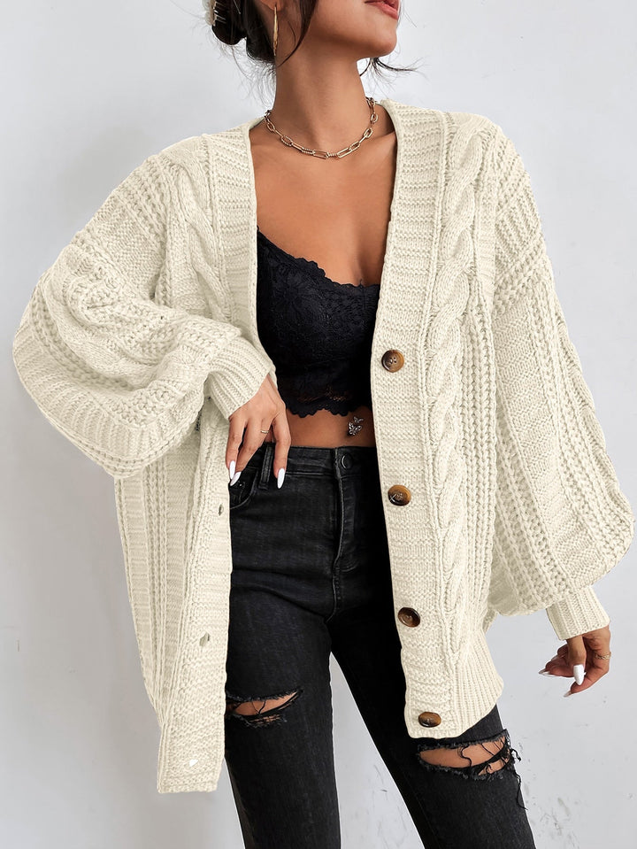 Women's Chunky Cable Knit Oversized Aran Cardigan 7