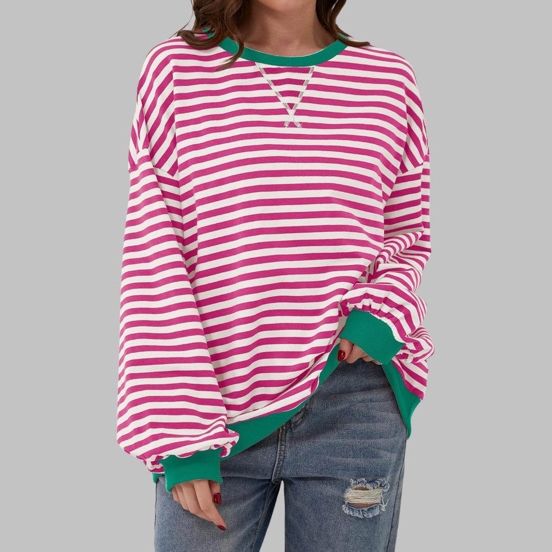 Women's Oversized Striped Sweatshirt