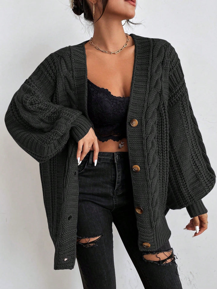 Women's Chunky Cable Knit Oversized Aran Cardigan 8