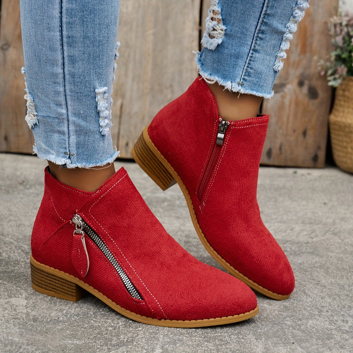 Aoibheann | Orthopedic Block Heel Ankle Boots with Side Zips