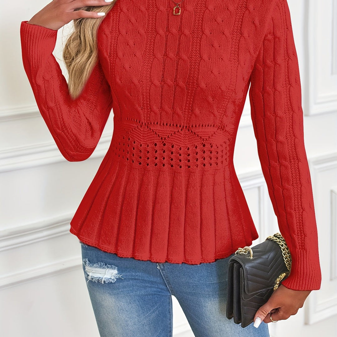 Women's Cable Knit Peplum Aran Jumper 11