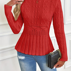 Treasa | Women's Cable Knit Peplum Aran Jumper