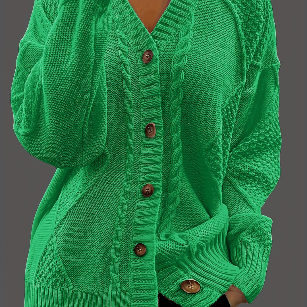 Women's Chunky Cable Knit Aran Cardigan 14