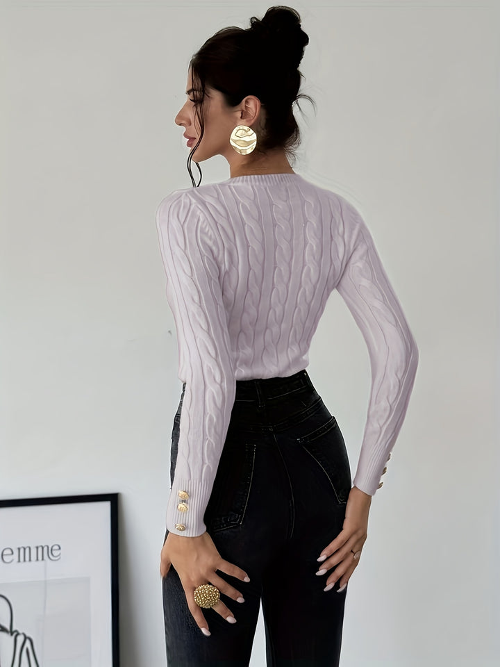 Women's Slim Fit Cable Knit Aran Jumper 10