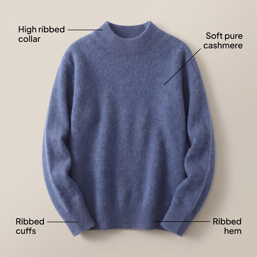 Women's Cashmere-Feel Mock Neck Sweater - Blue