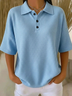 Roisleen | Textured Polo Shirt with Button Neckline