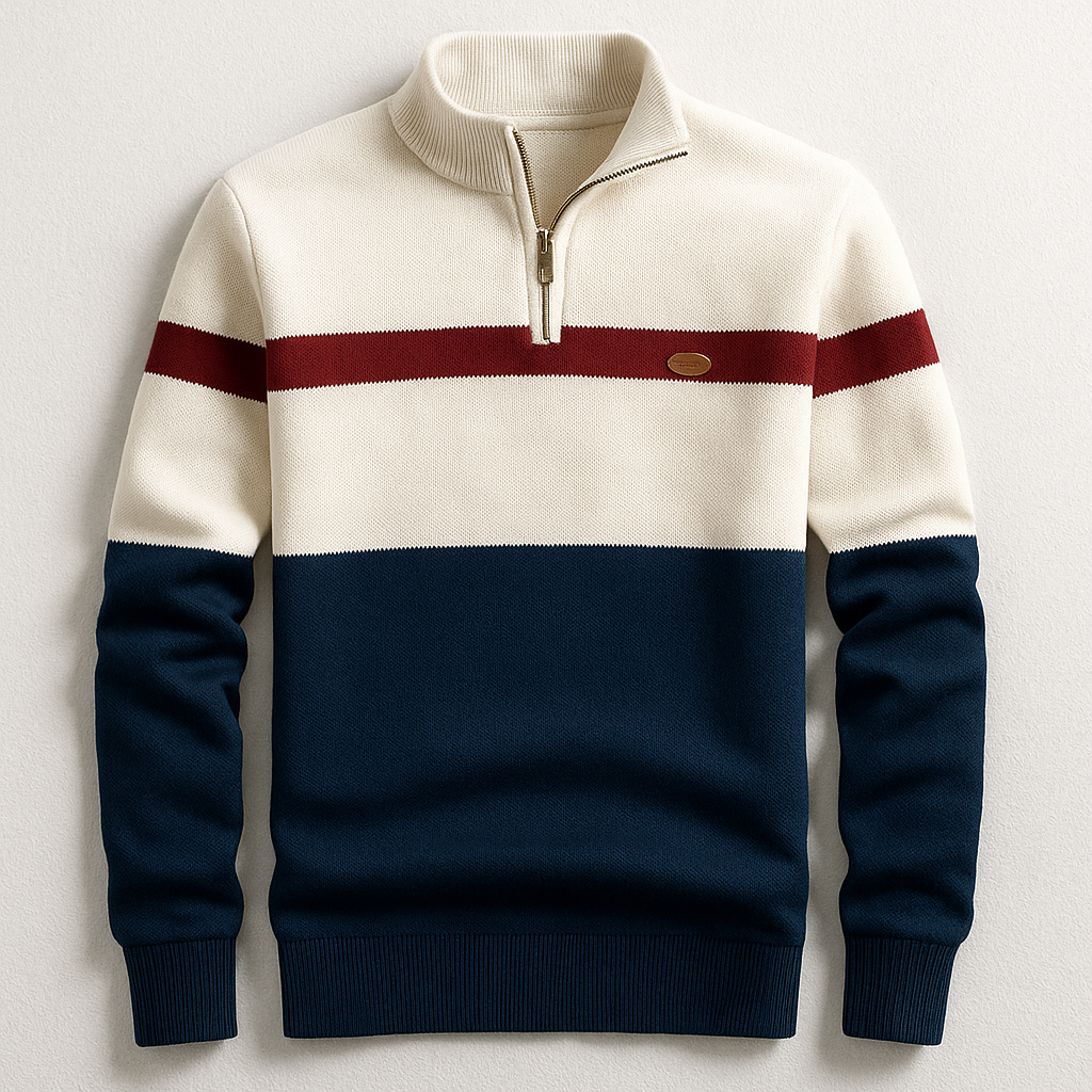 Bearach | Men's Quarter-Zip Knit Jumper with Stretch Cuffs