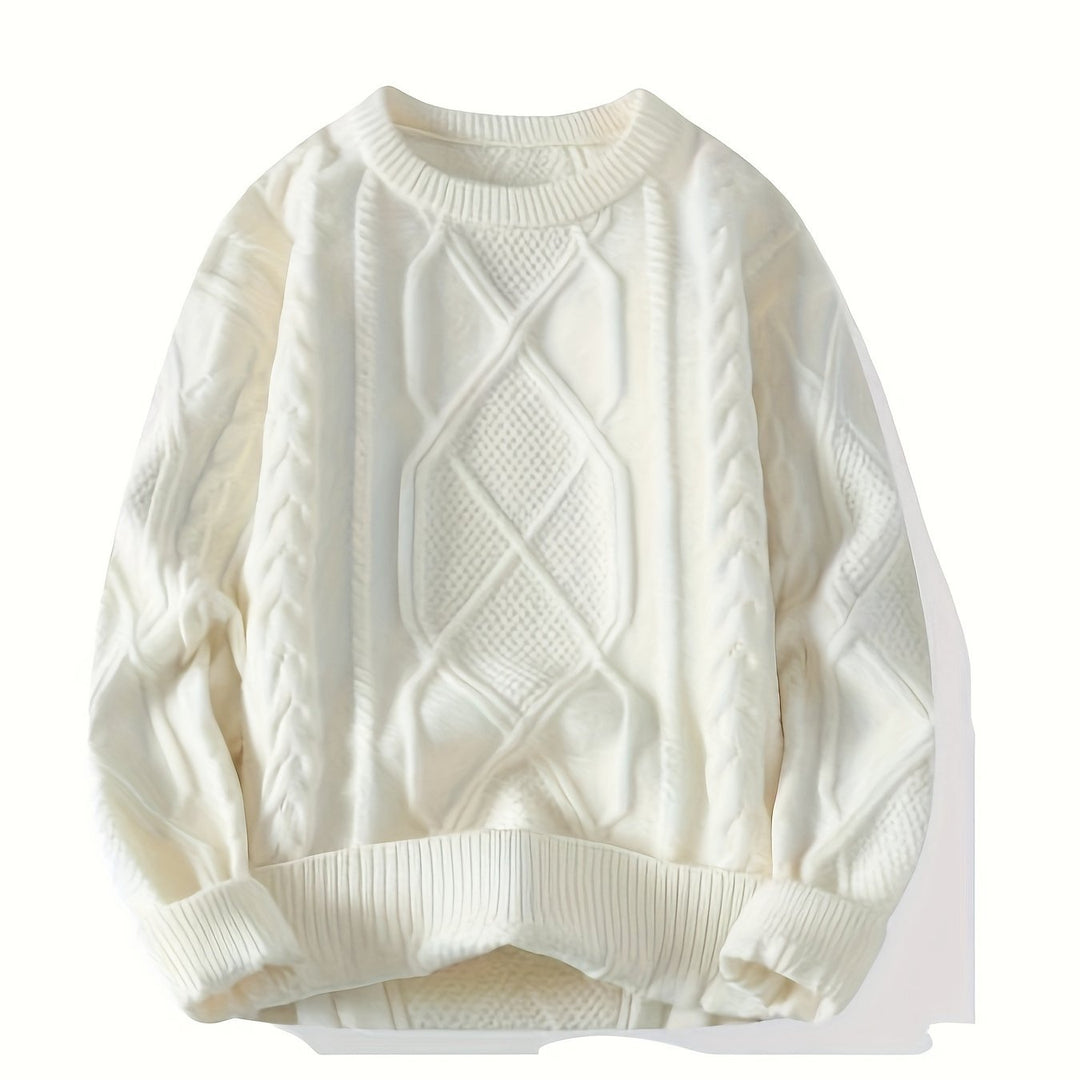Men's Crew Neck Chunky Cable Aran Jumper 12