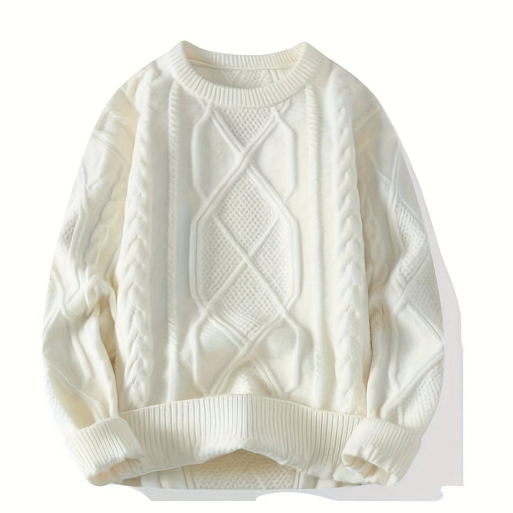 Men's Crew Neck Chunky Cable Aran Jumper 12