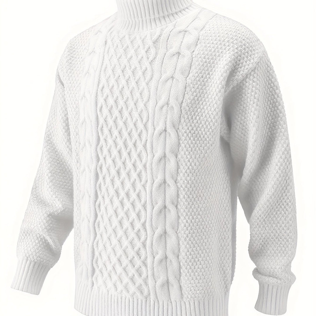 Men's Turtleneck Cable Knit Aran Jumper 11
