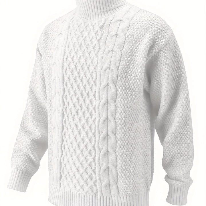 Men's Turtleneck Cable Knit Aran Jumper 11