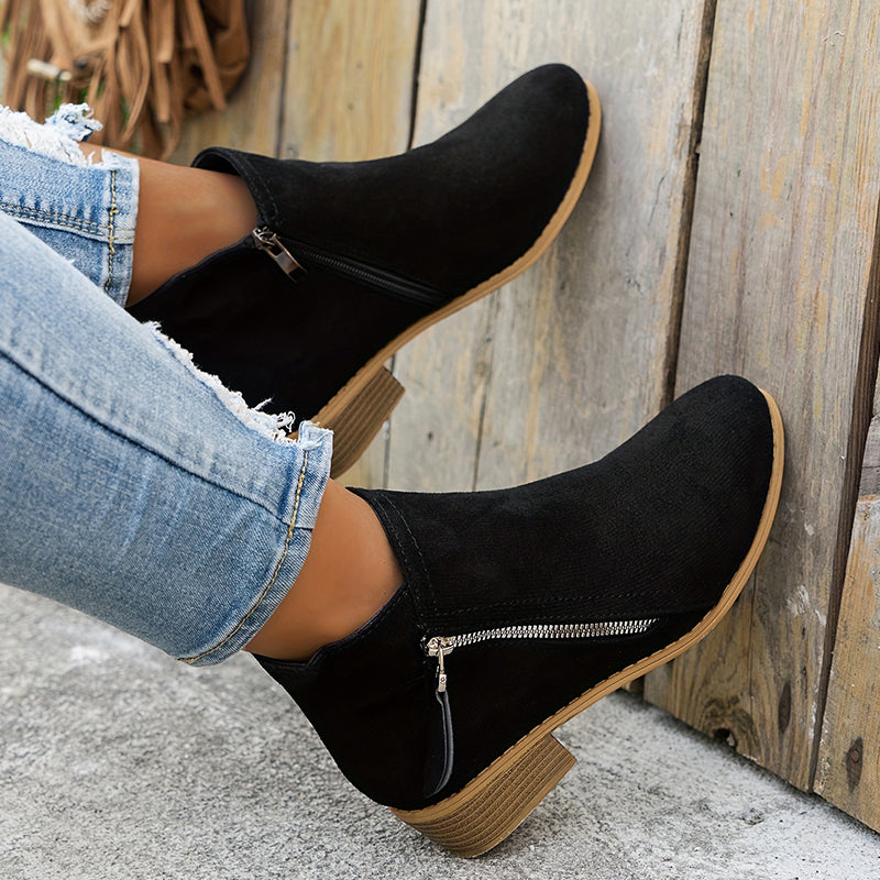 Aoibheann | Orthopedic Block Heel Ankle Boots with Side Zips