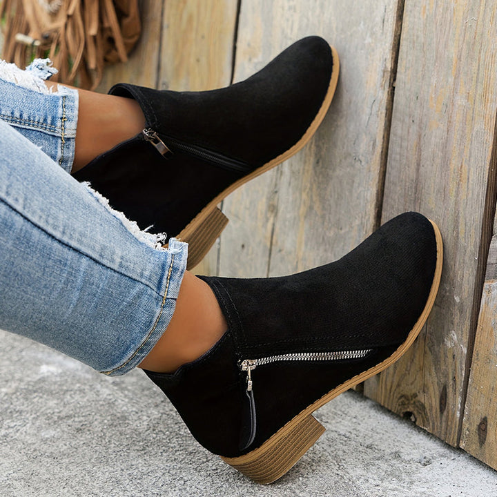 Aoibheann | Orthopedic Block Heel Ankle Boots with Side Zips