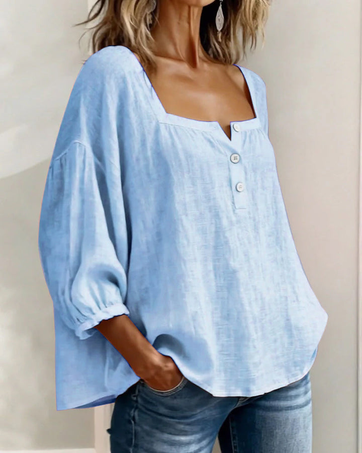 Orlinda | Puff Sleeve Blouse with Square Neckline